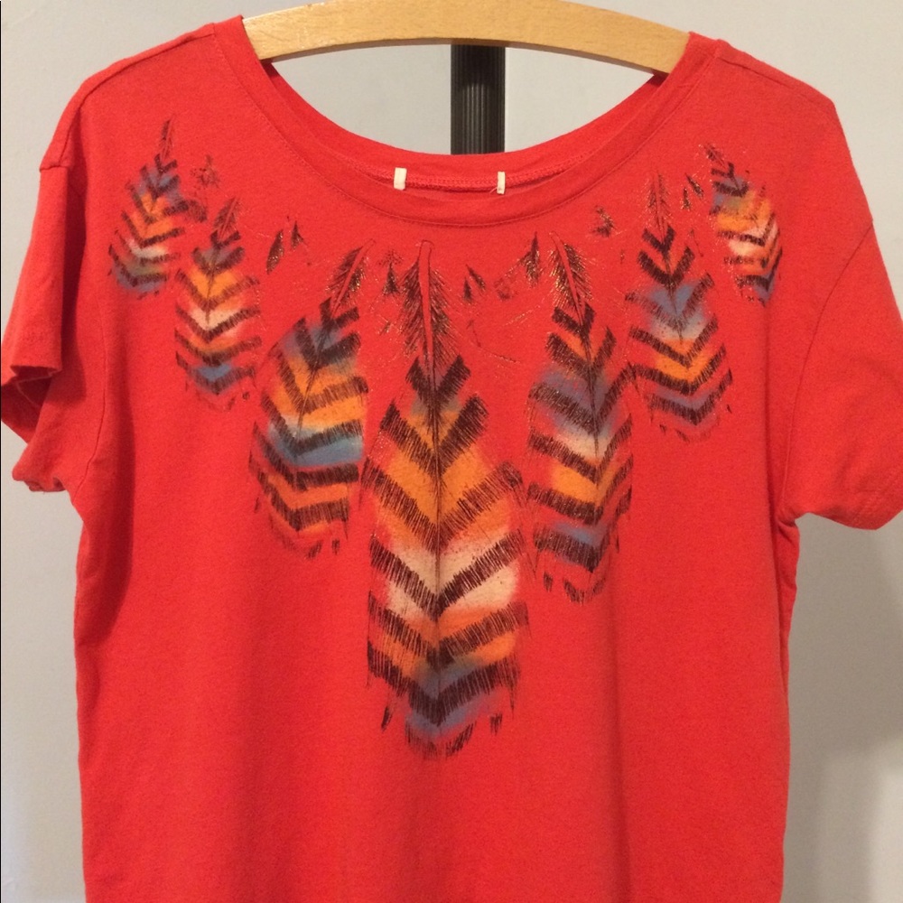 Orange Colorful Feathers T Shirt